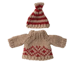 Maileg Knitted sweater and hat, Mum mouse