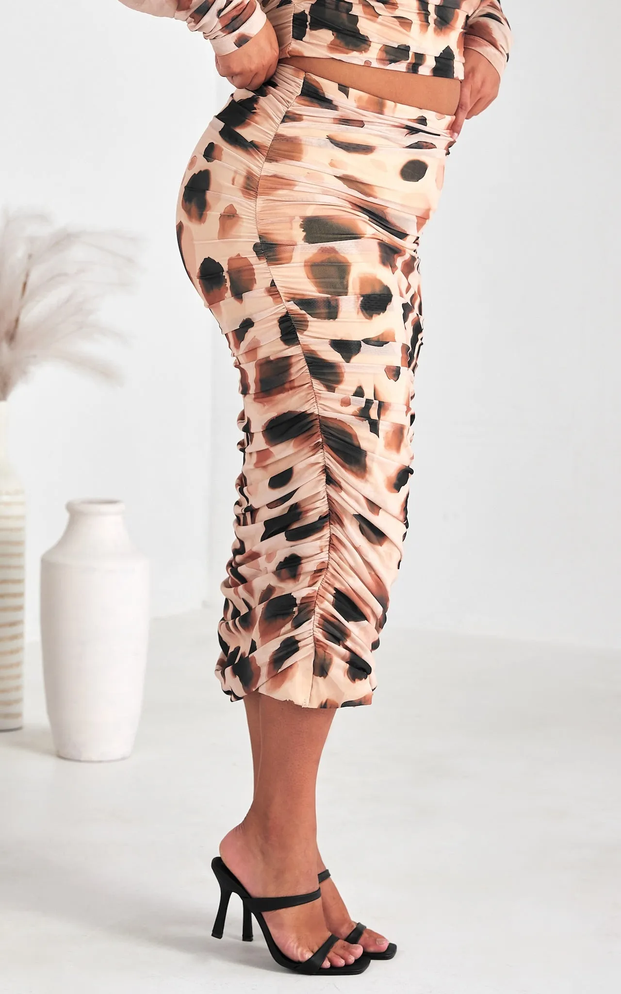 Melody Mesh Midi Skirt - Leopard Print