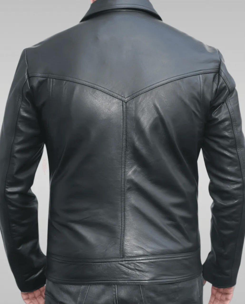 Mens Classic Style Black Leather Shirt Jacket