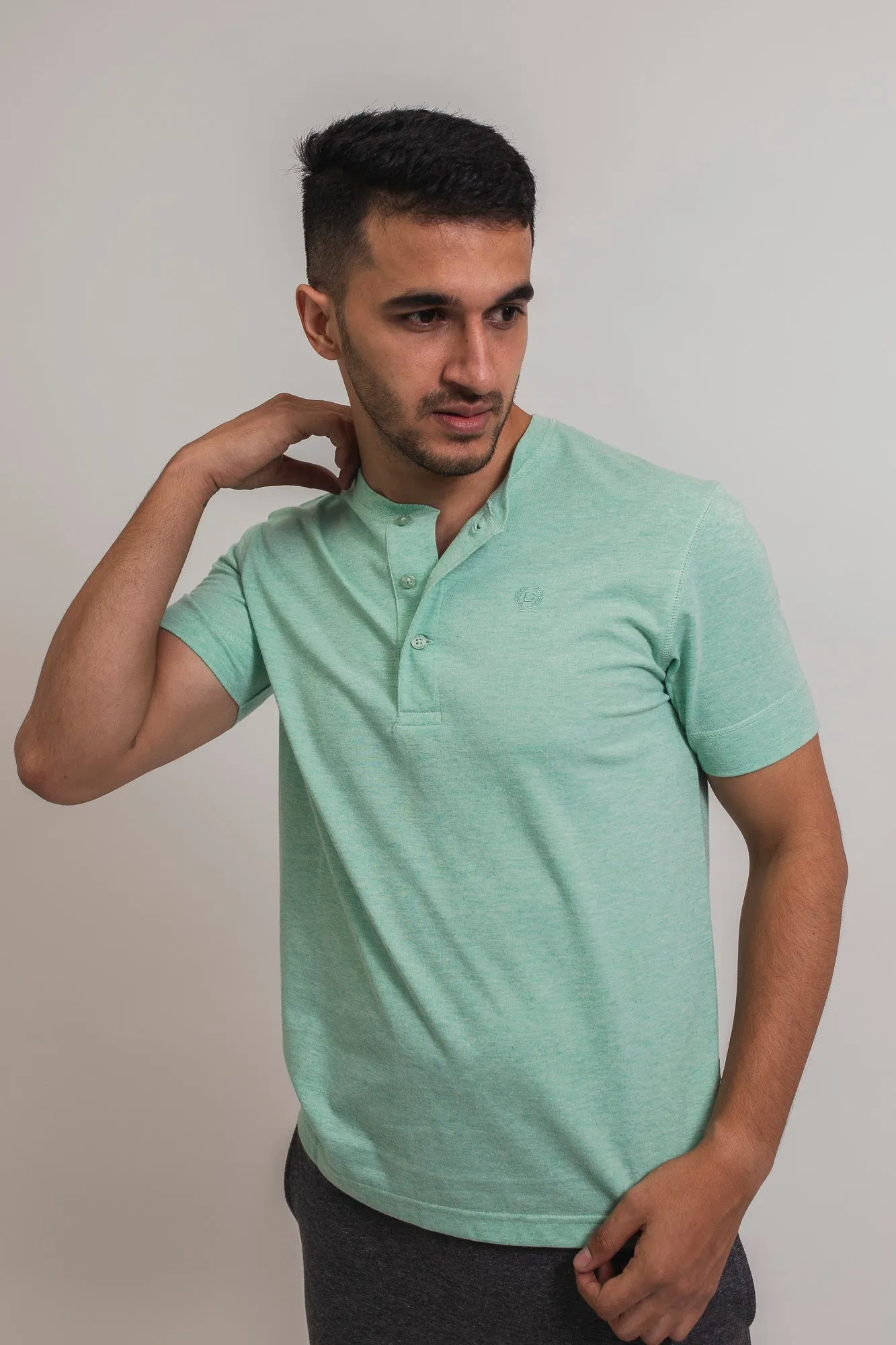 Men's Henley T-shirt - HONEYDEW HEATHER