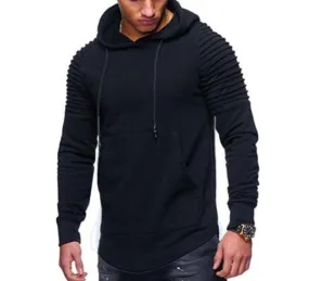 Mens Slim Fit Biker Hoodie in Black