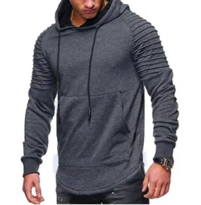 Mens Slim Fit Biker Hoodie in Dark Gray