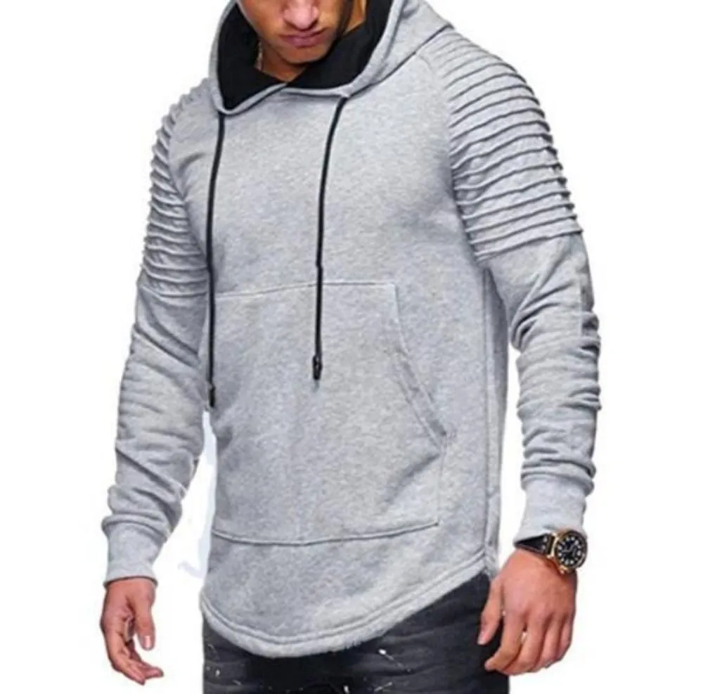 Mens Slim Fit Biker Hoodie in Dark Gray