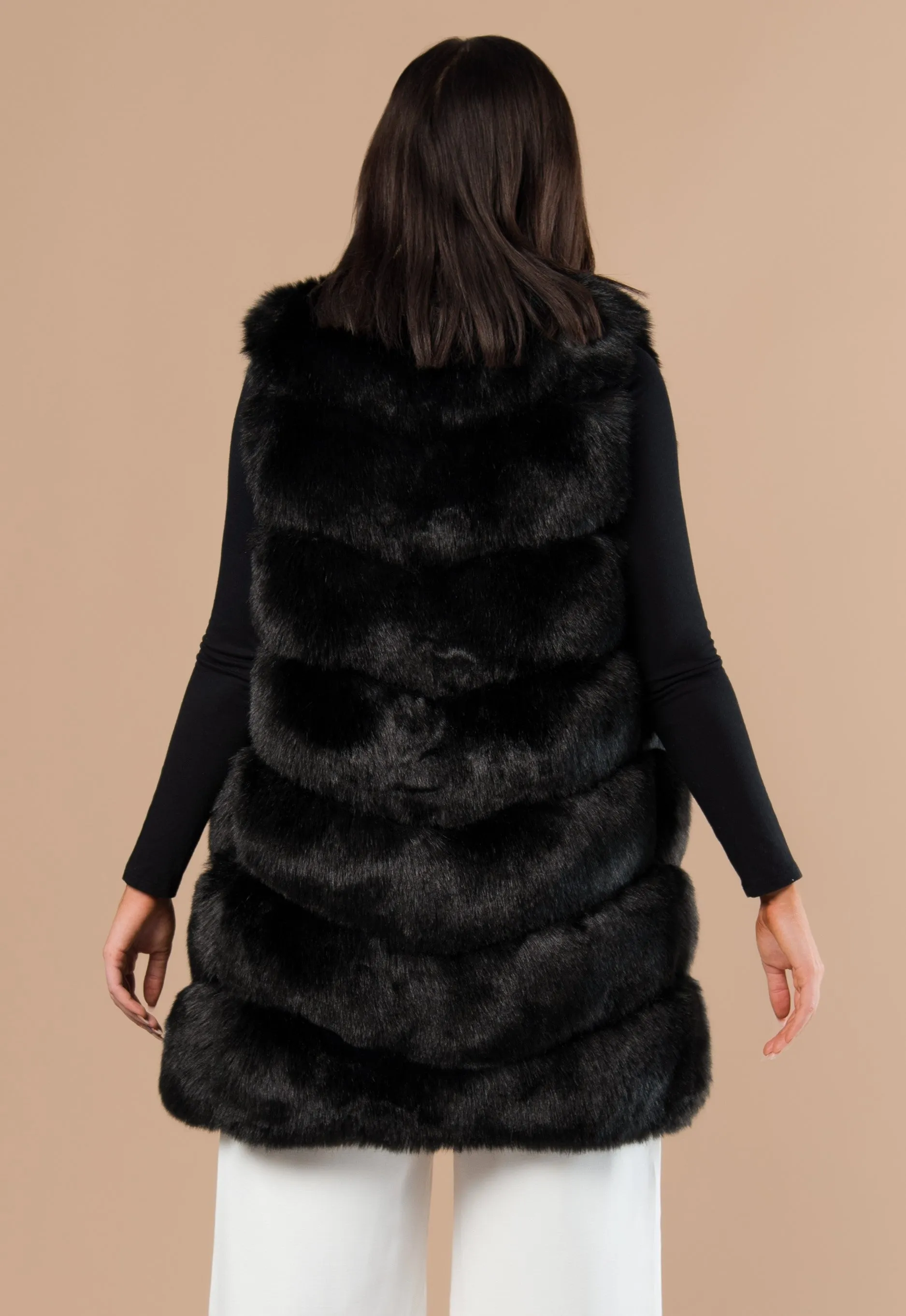 Mid-Length Slanted Faux Fur Gilet