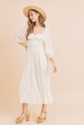 Midi Dress with Volume Sleeves