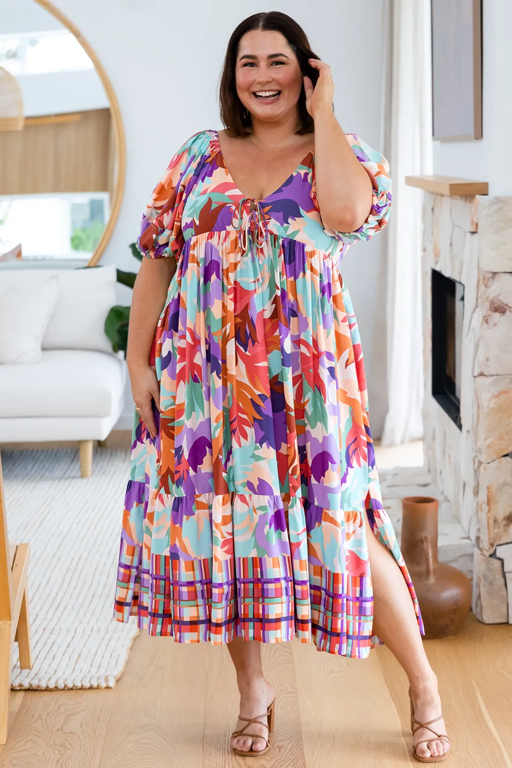 Mikayla Midi Dress Phoenix Print Multi