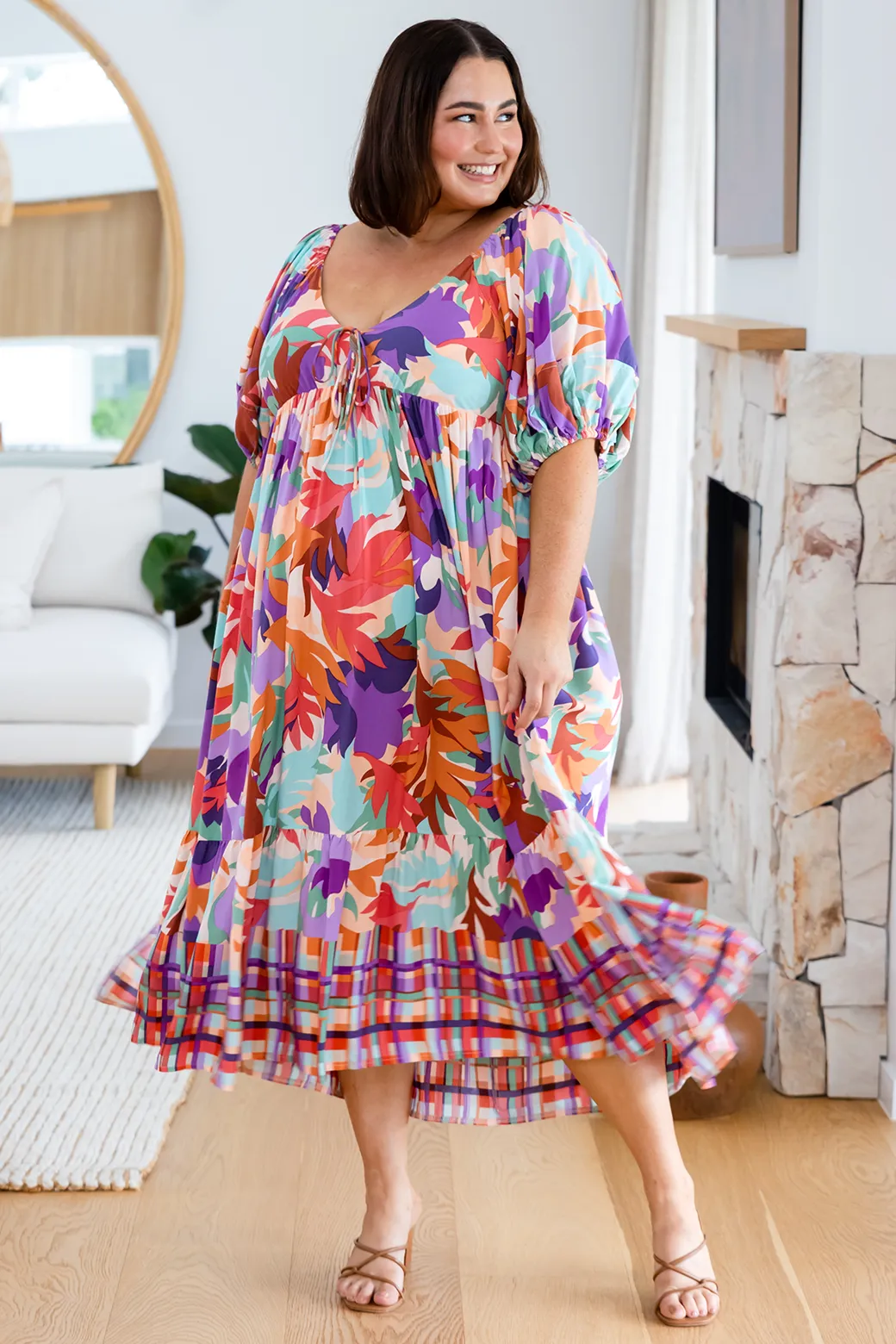 Mikayla Midi Dress Phoenix Print Multi