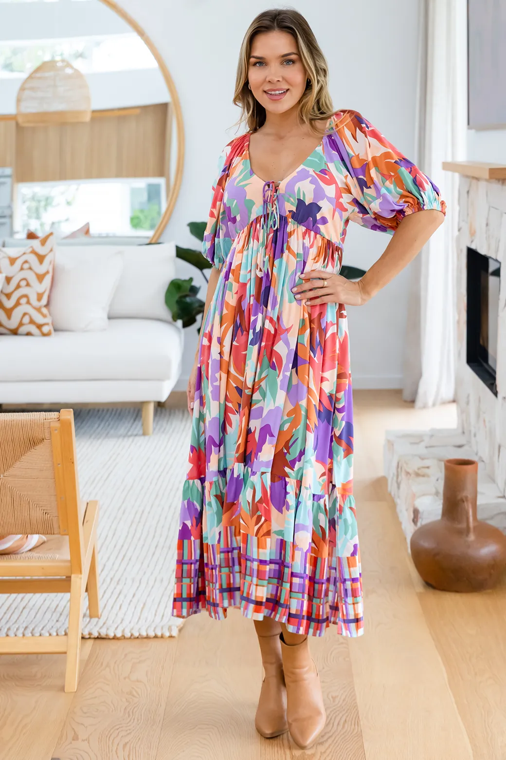 Mikayla Midi Dress Phoenix Print Multi