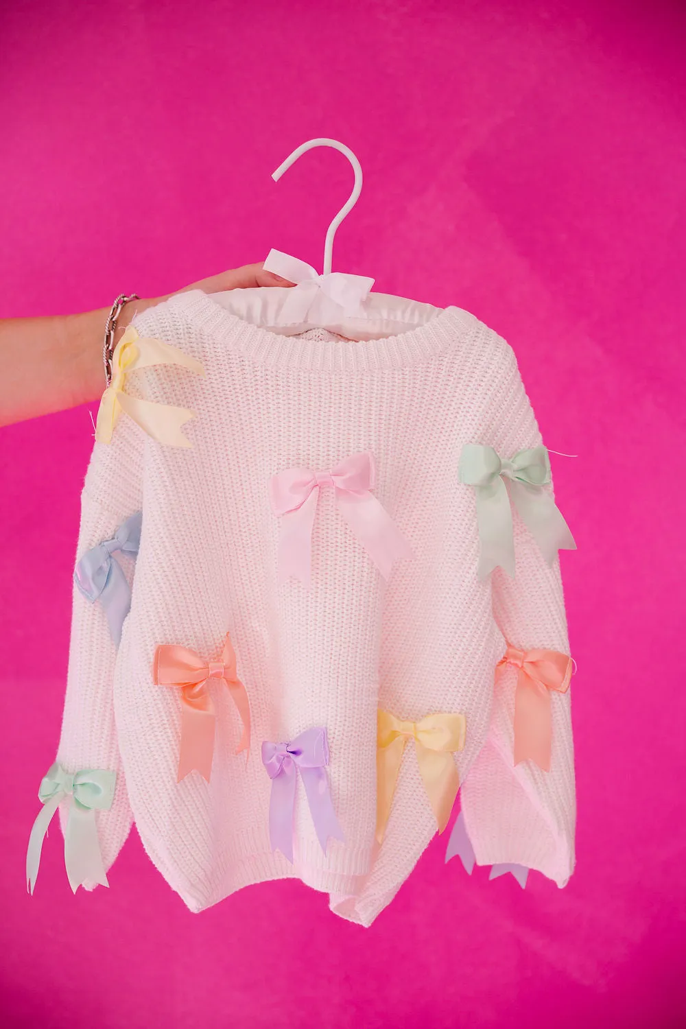 MINI KIDS PASTEL BOWS SWEATER