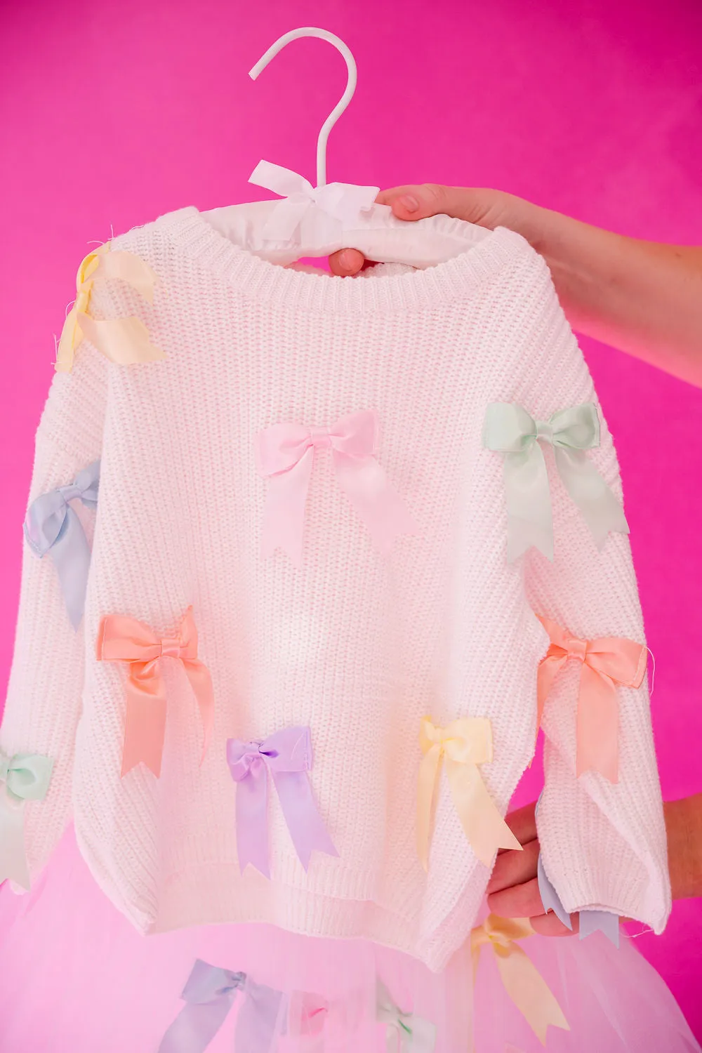 MINI KIDS PASTEL BOWS SWEATER