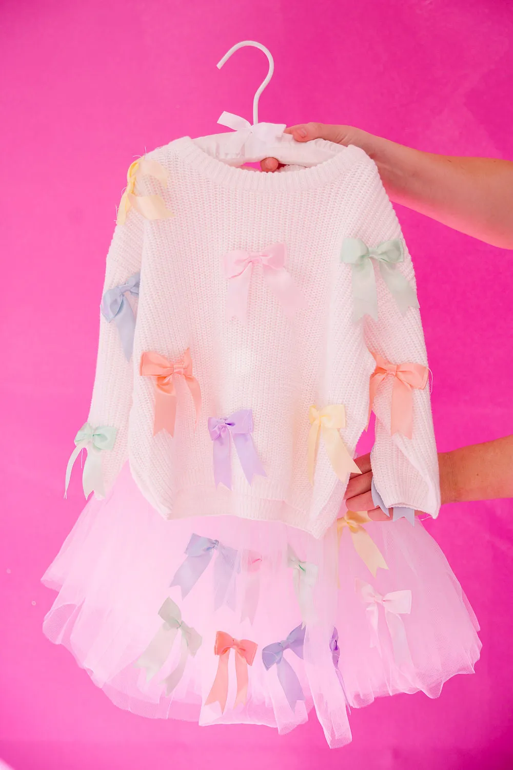 MINI KIDS PASTEL BOWS SWEATER