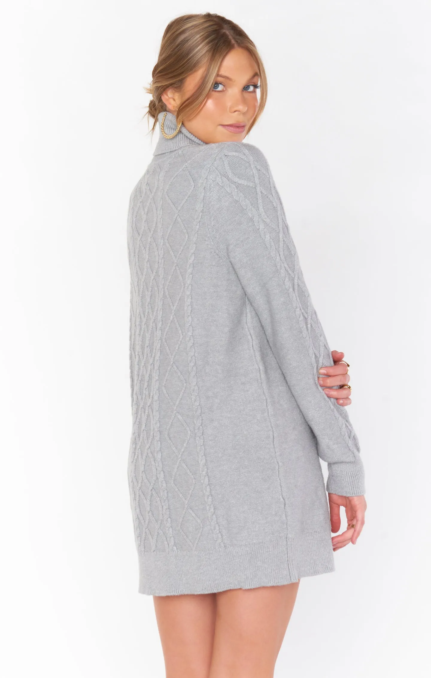 Montreal Mini Dress ~ Grey Cable Knit