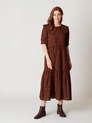 Nami Collared Check Midi Dress