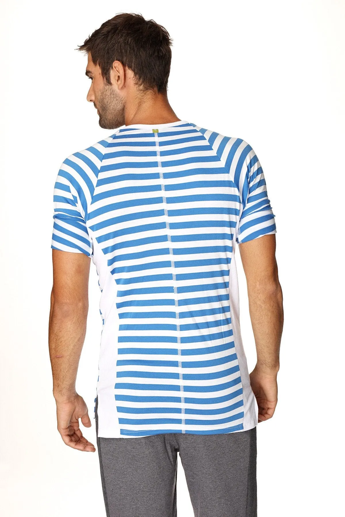 Nautical Raglan Resort Henley Tee (Blue & White Stripe)