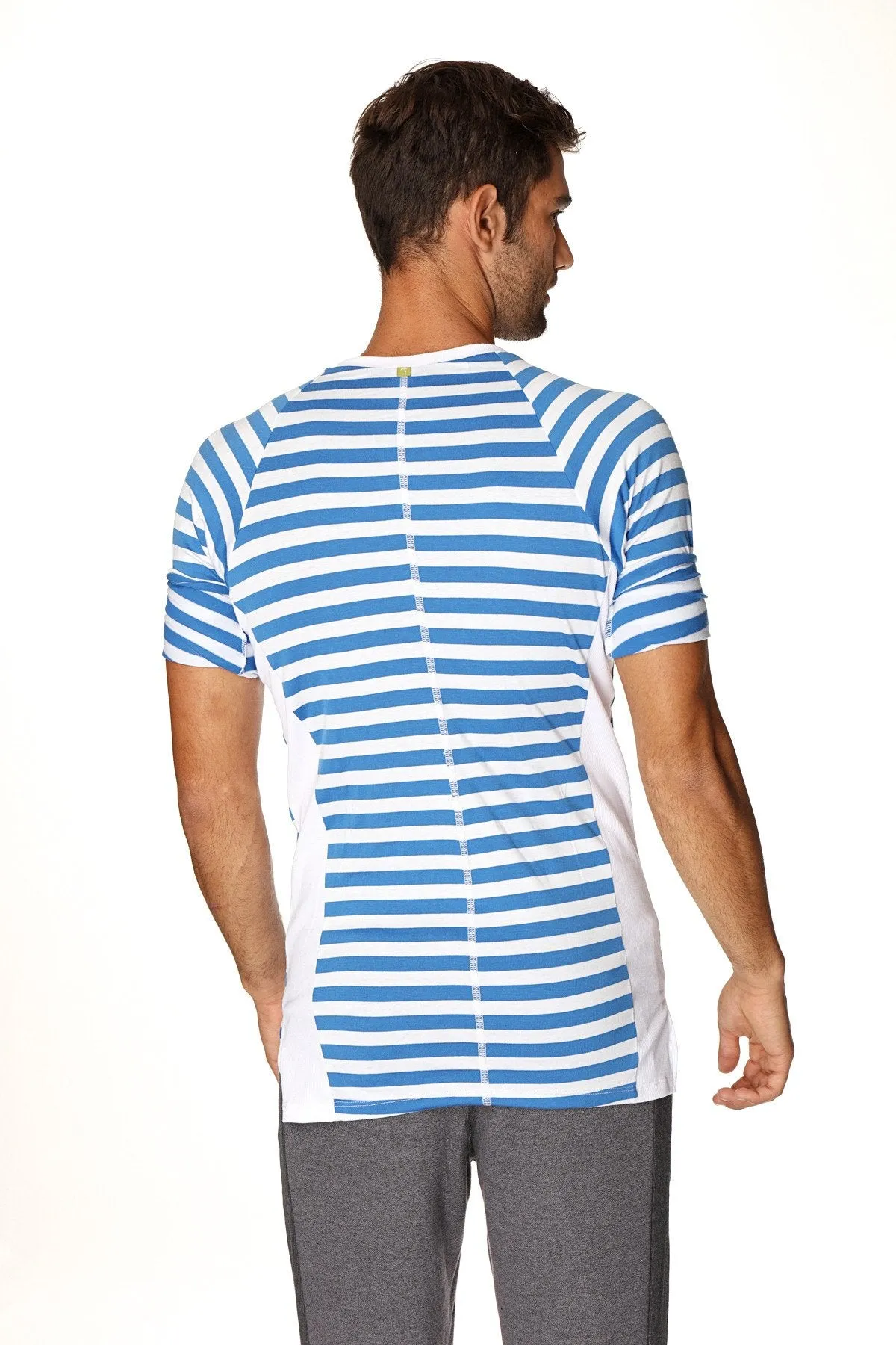 Nautical Raglan Resort Henley Tee (Blue & White Stripe)