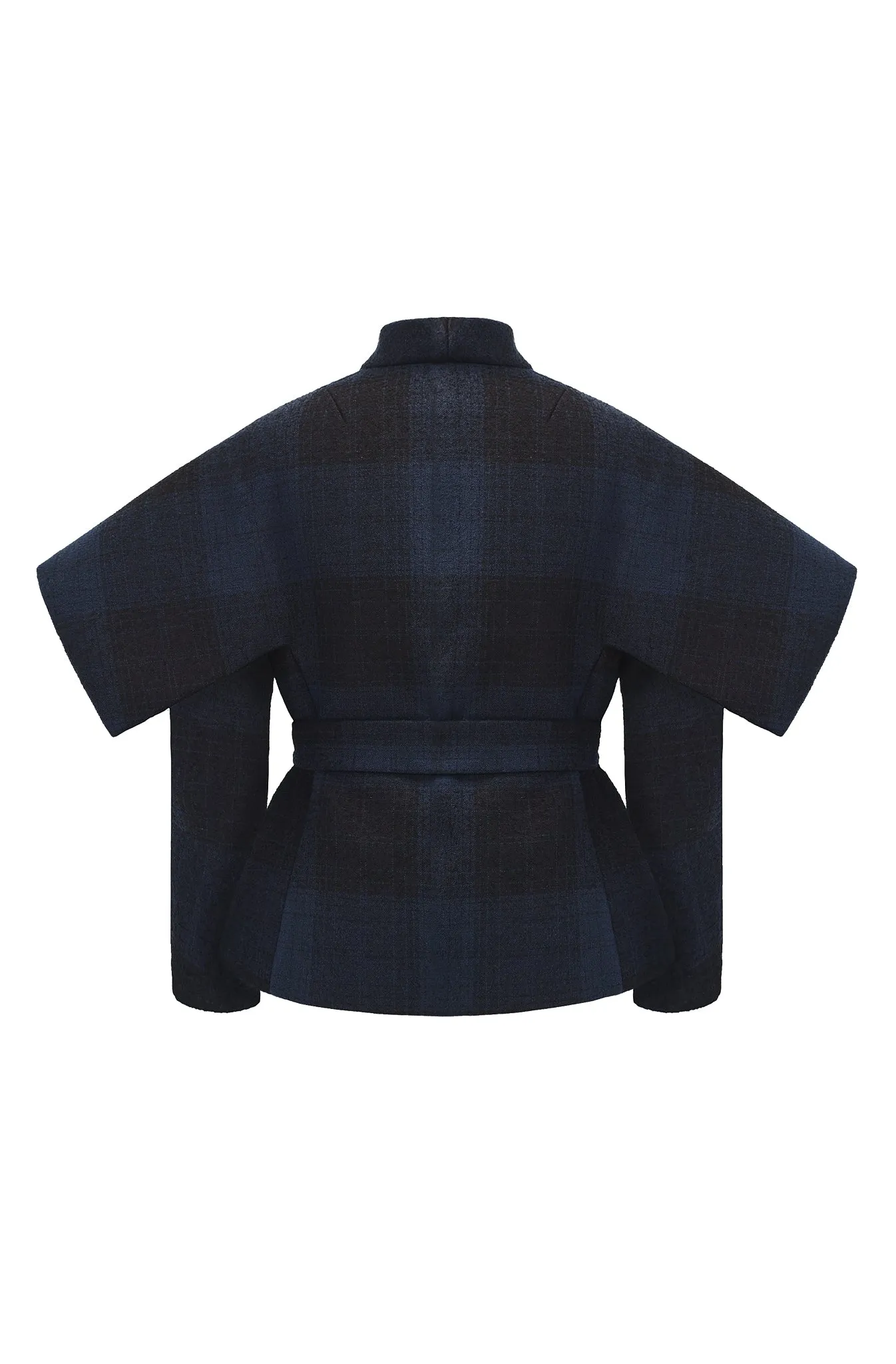 Navy and Black Tartan Wool "Armour" Jacket