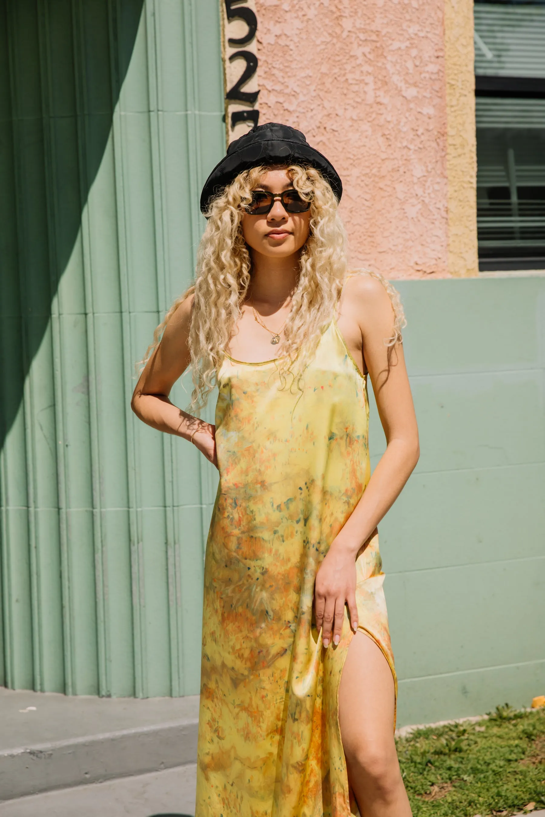 Neon Desert Silk Slip Dress