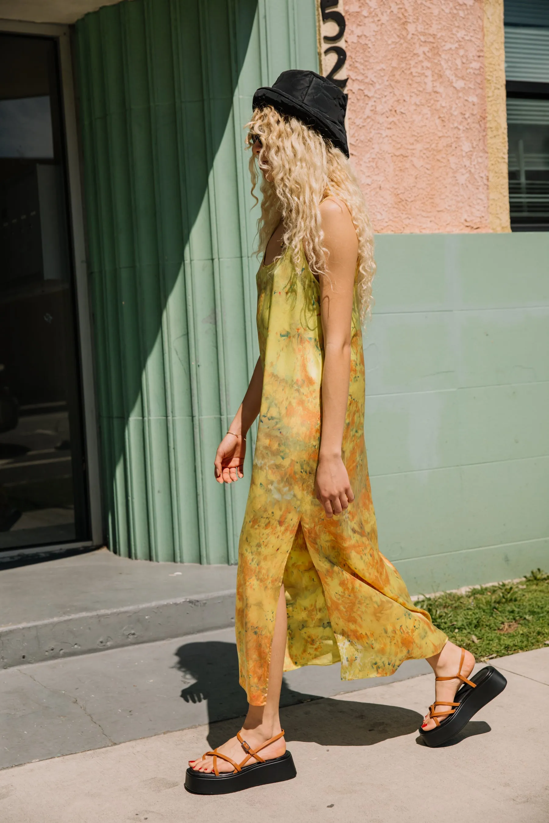 Neon Desert Silk Slip Dress