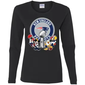 New England Patriots Super Bowl 2019 Mickey Minnie Mouse Donald Daisy Duck Football Nfl Women Long Sleeve Shirt