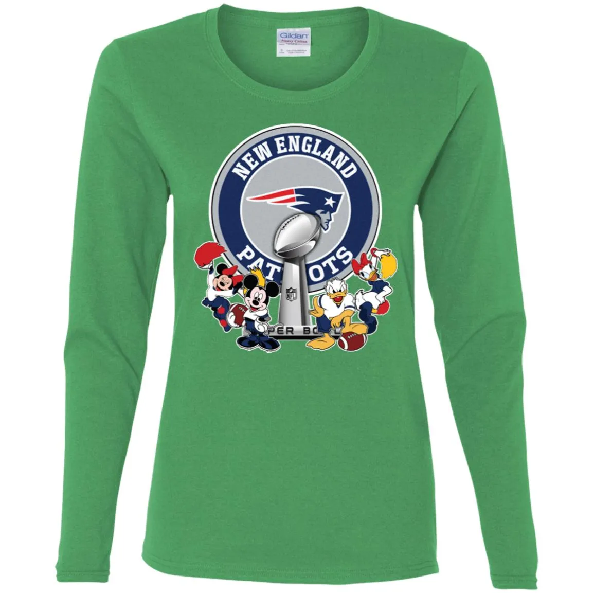 New England Patriots Super Bowl 2019 Mickey Minnie Mouse Donald Daisy Duck Football Nfl Women Long Sleeve Shirt