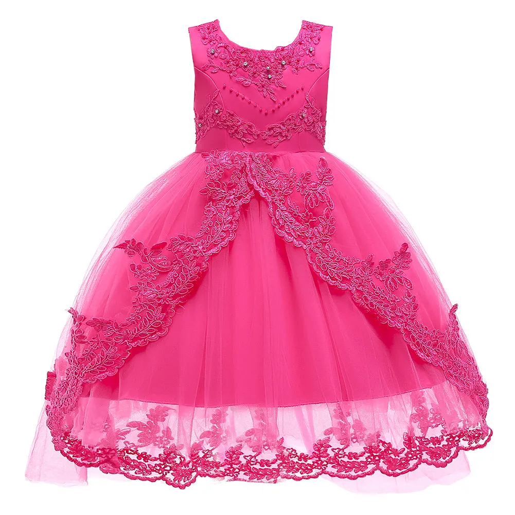 New Year Clothing Mesh Princess Dress Girl's Gown Christmas Children's Clothing Kids Dress