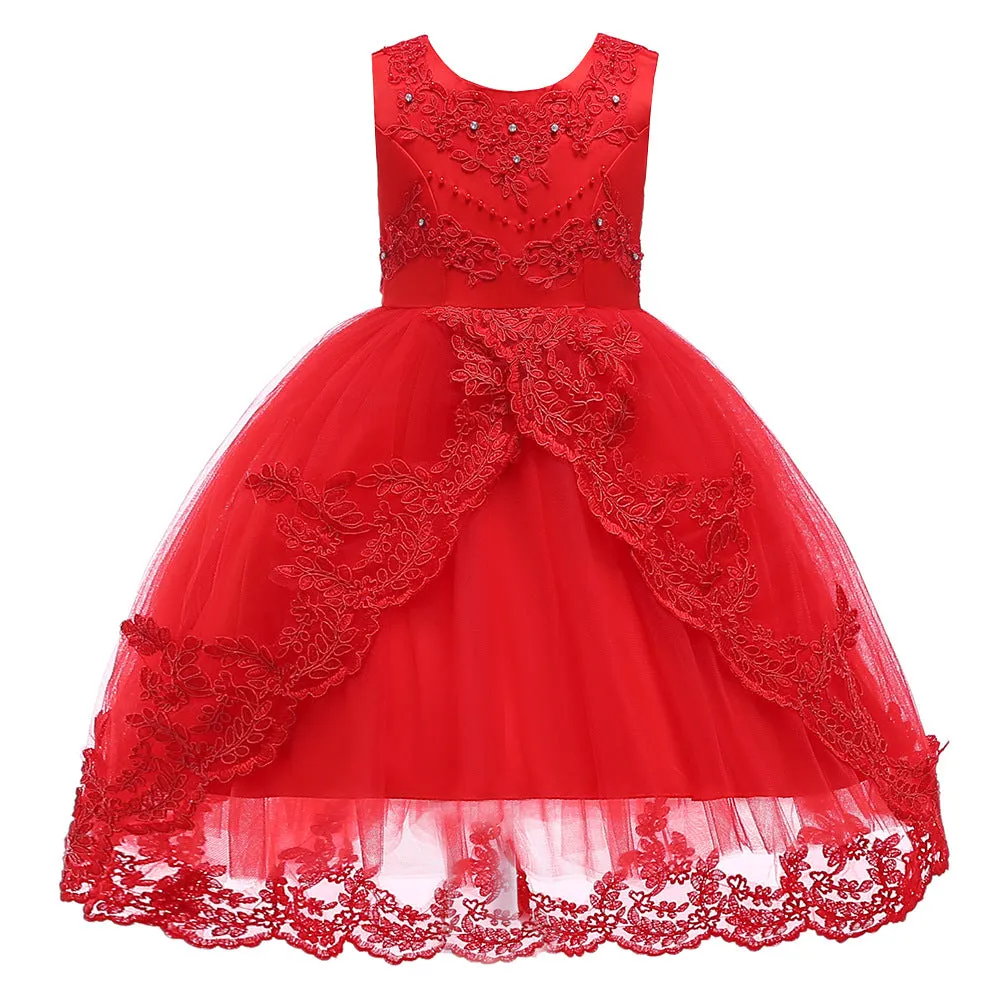 New Year Clothing Mesh Princess Dress Girl's Gown Christmas Children's Clothing Kids Dress