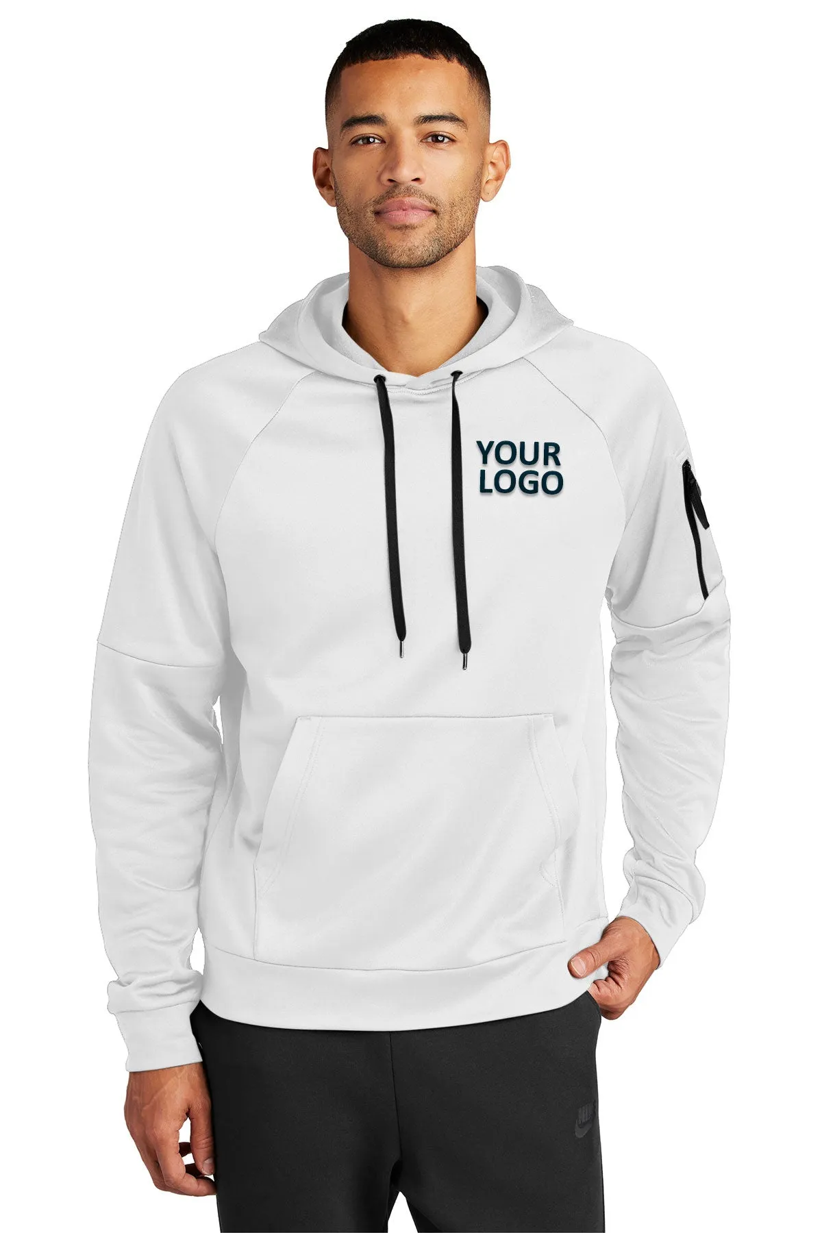 Nike Therma-FIT Pocket Pullover Branded Hoodies, White