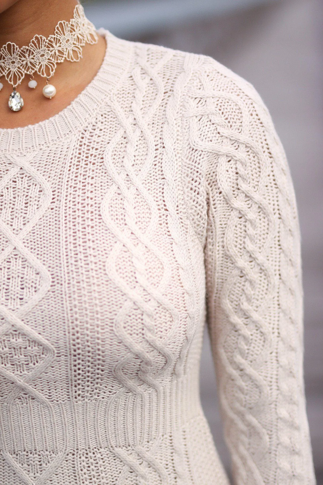 Oatmeal Knitted Sweater Dress