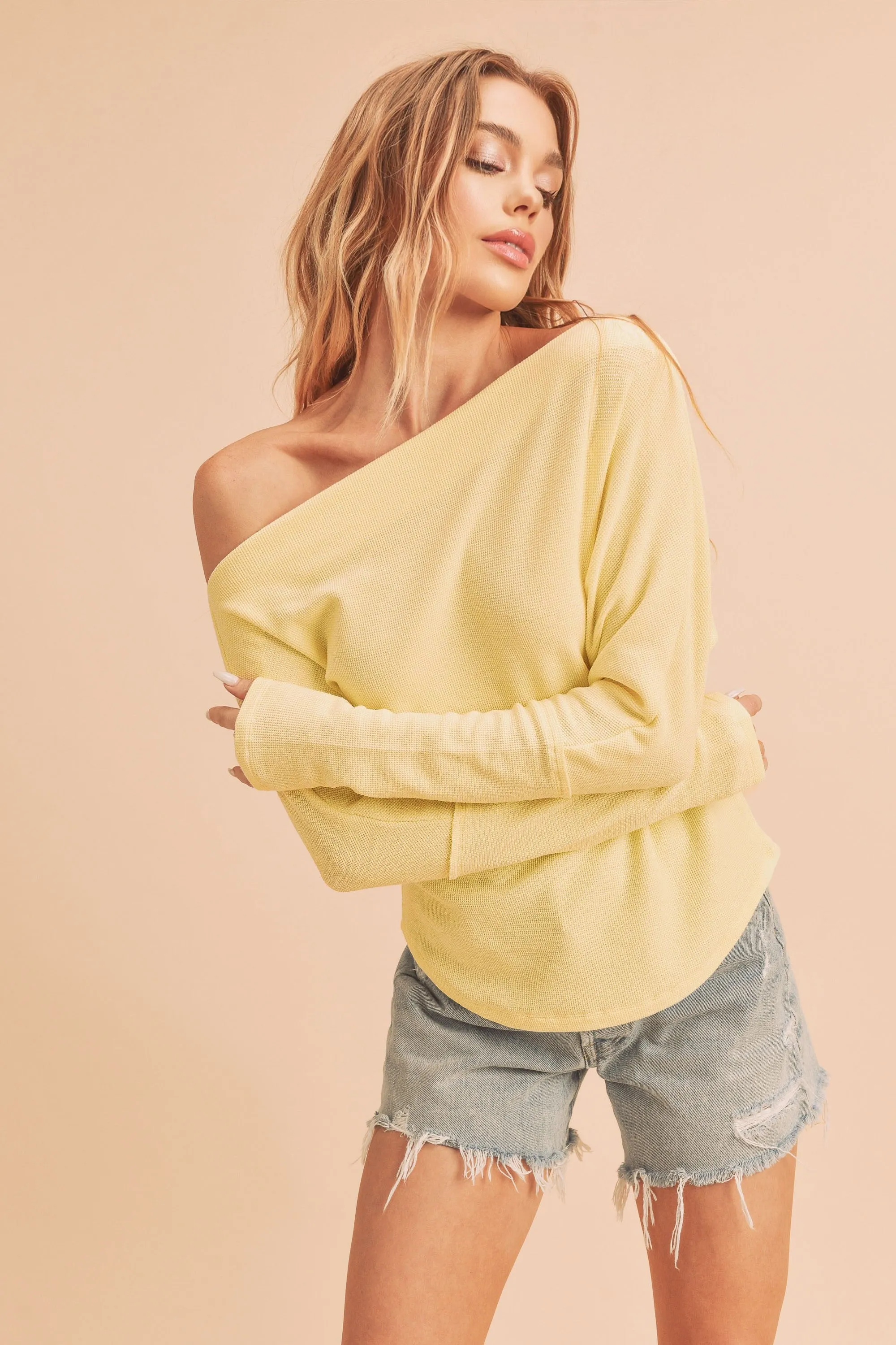 Off Shoulder Thermal Sweater