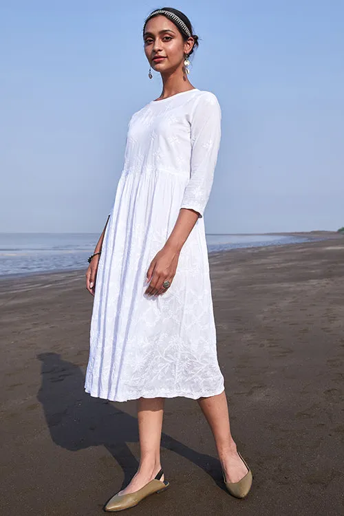 Okhai 'Shanza' Pure Cotton Chikankari Embroidered Dress