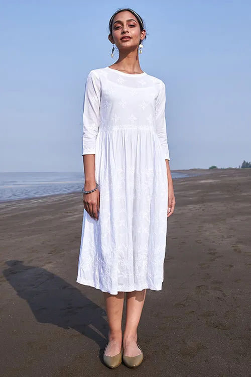 Okhai 'Shanza' Pure Cotton Chikankari Embroidered Dress