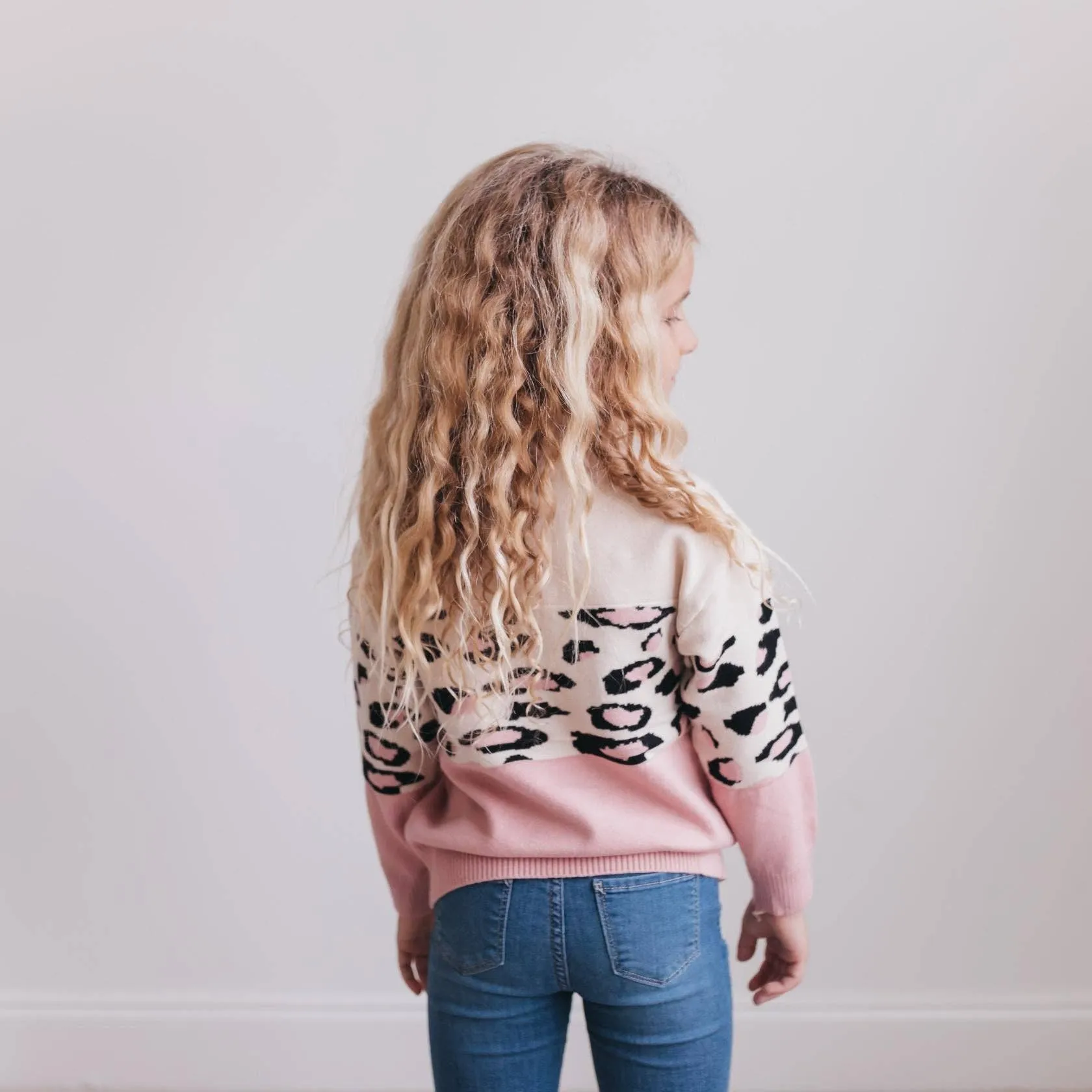 OOP Pink Cream Leopard Crew Neck Sweater