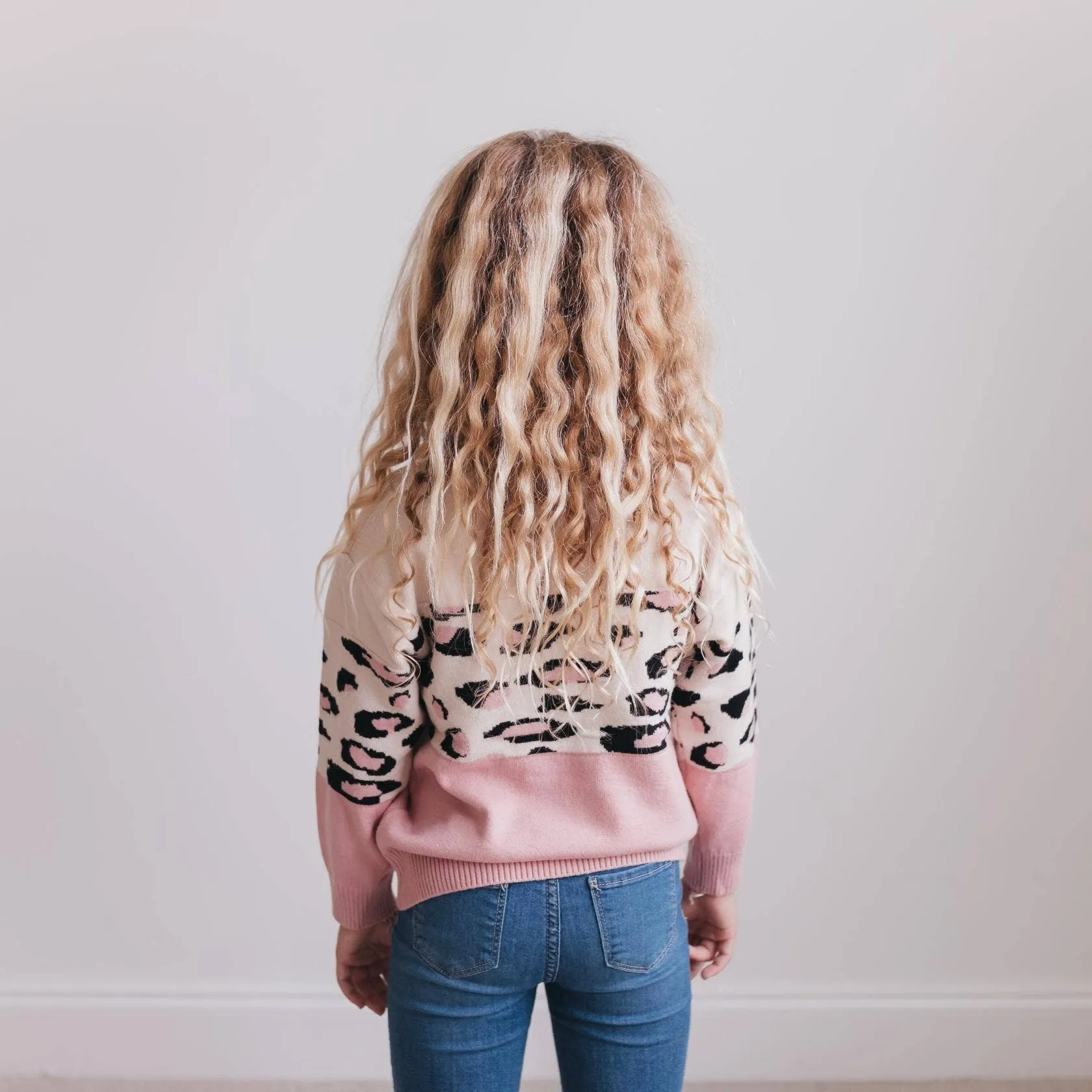 OOP Pink Cream Leopard Crew Neck Sweater