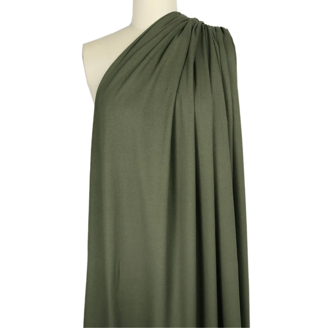 organic cotton rib knit - dusky green