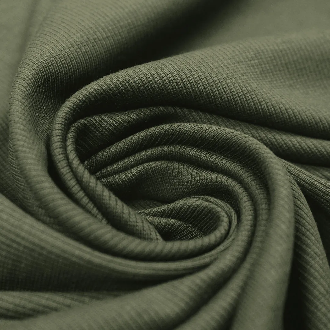 organic cotton rib knit - dusky green