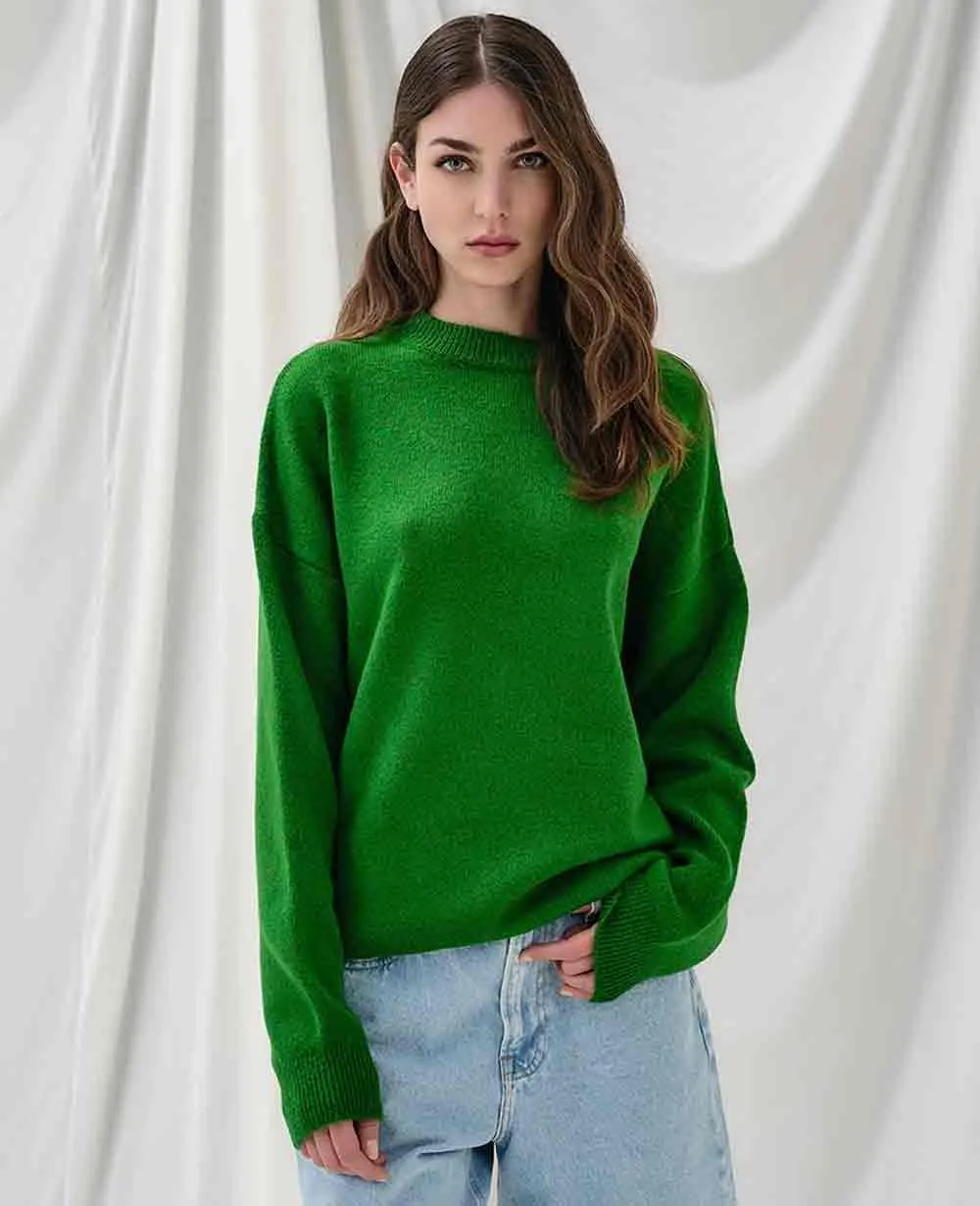 OVERSIZED ROUND NECK PULLOVER "JOYA" GREEN