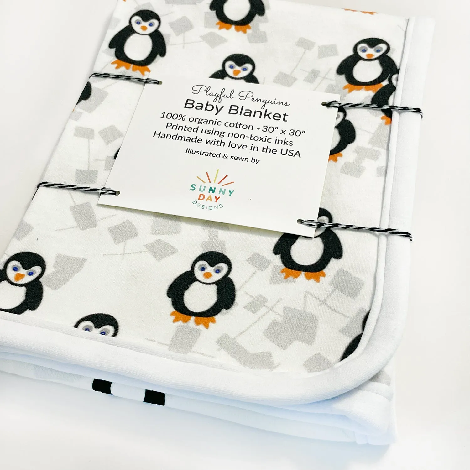 Playful Penguins Receiving Blanket - Organic Cotton