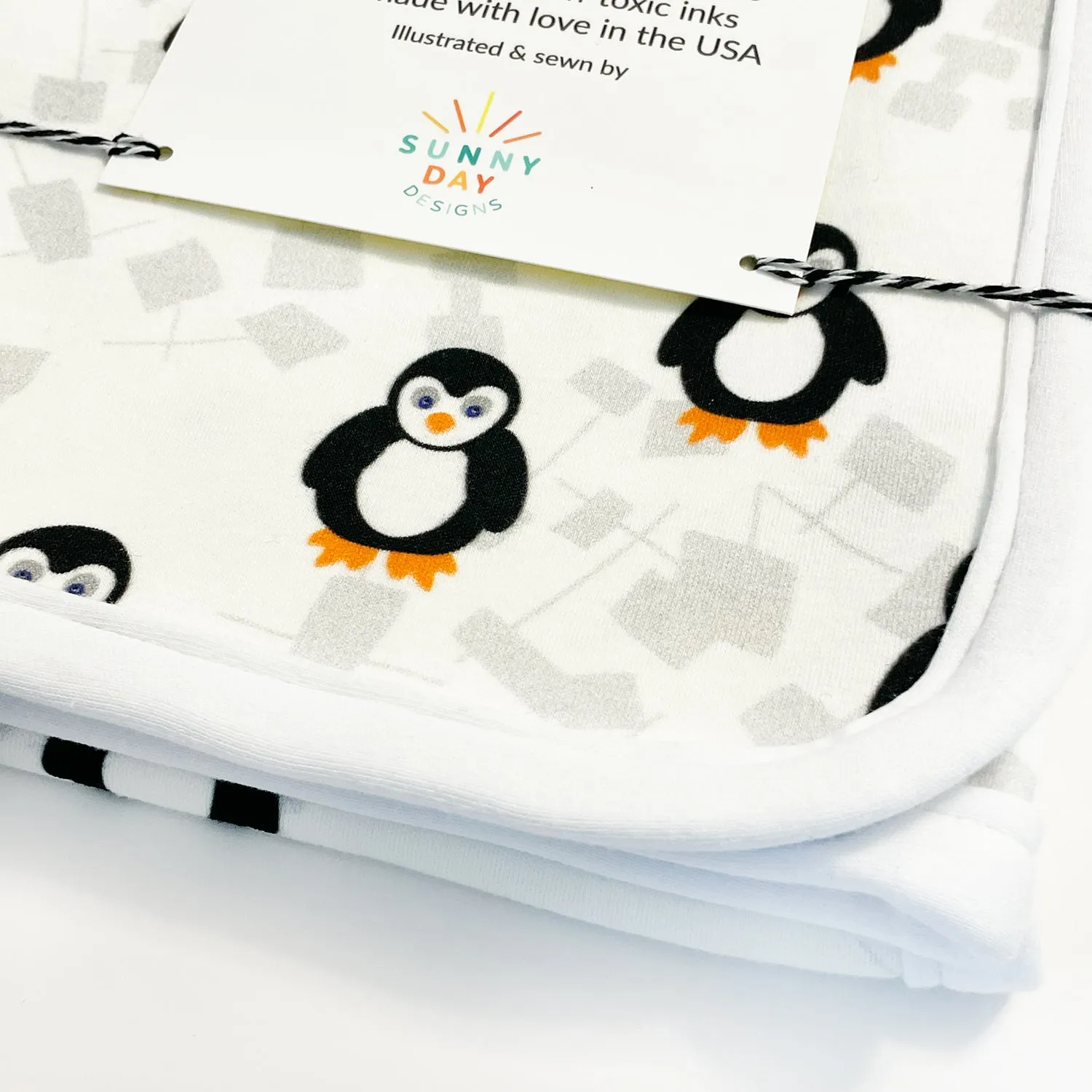 Playful Penguins Receiving Blanket - Organic Cotton