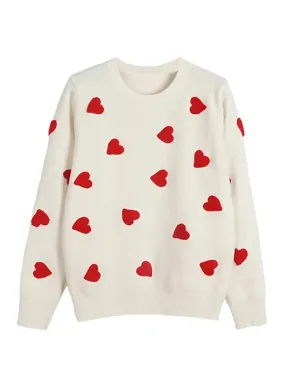 Pre Order:  Vintage Love Heart Embroidery Sweater