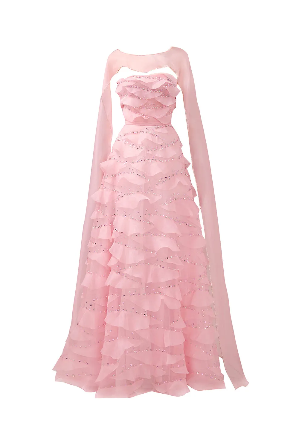 Preston Cape Ruffle Layer Organza Floor Length Set