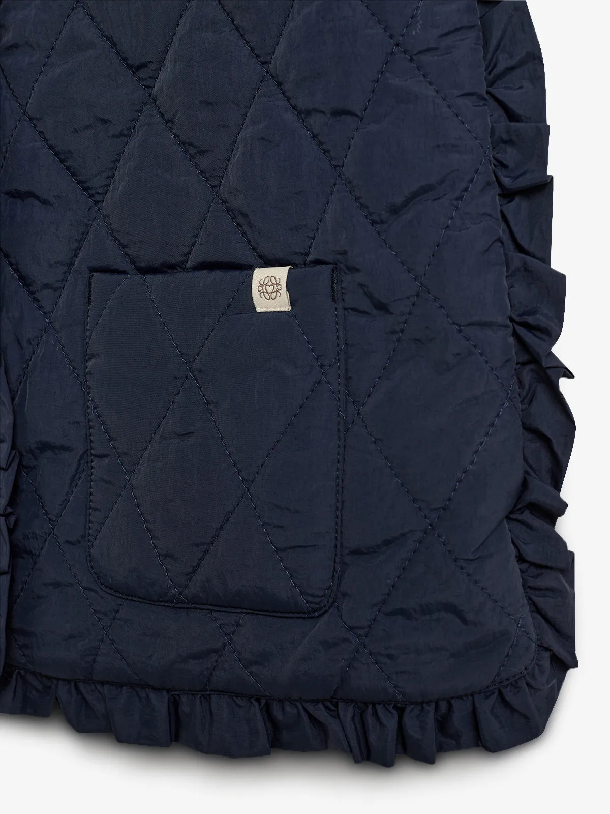 Quilted Gilet w. Frills - Tween - Navy