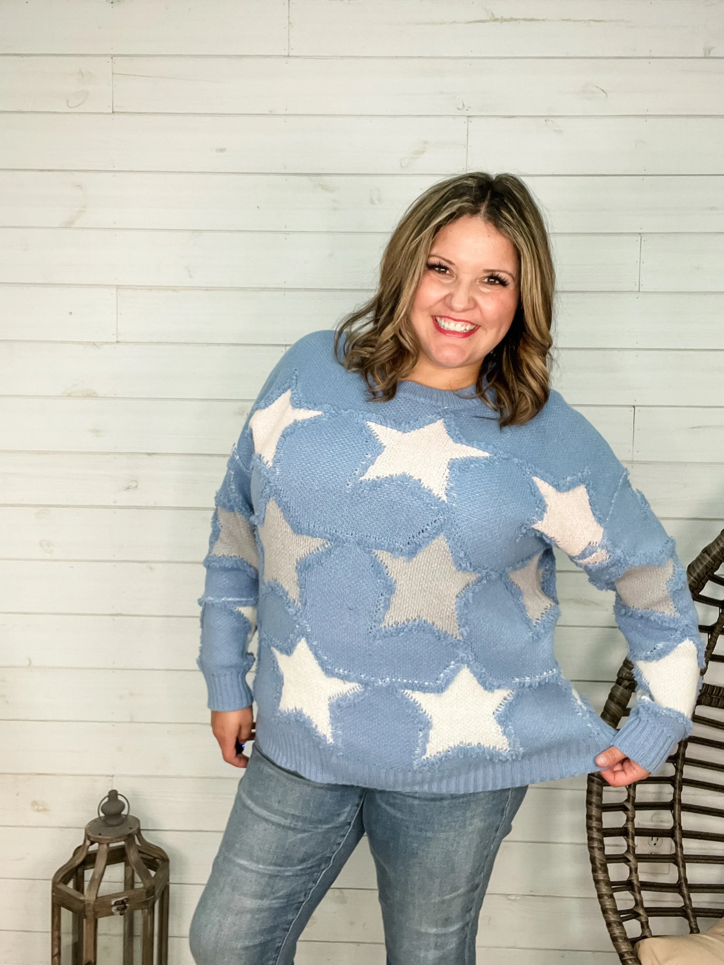 "Restless" Long Sleeve Star Sweater