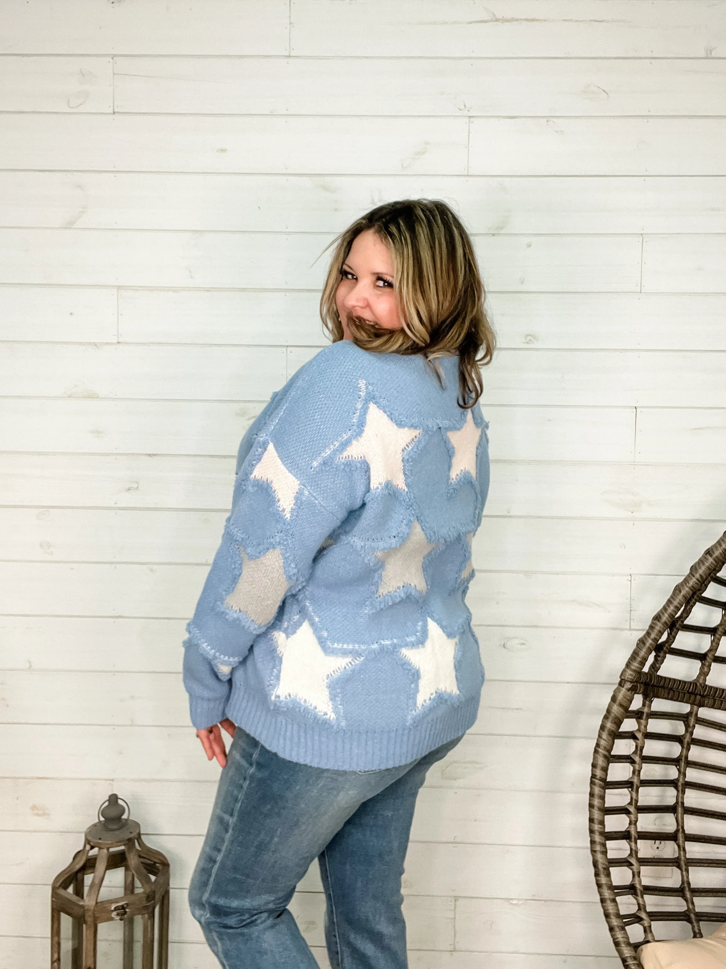 "Restless" Long Sleeve Star Sweater