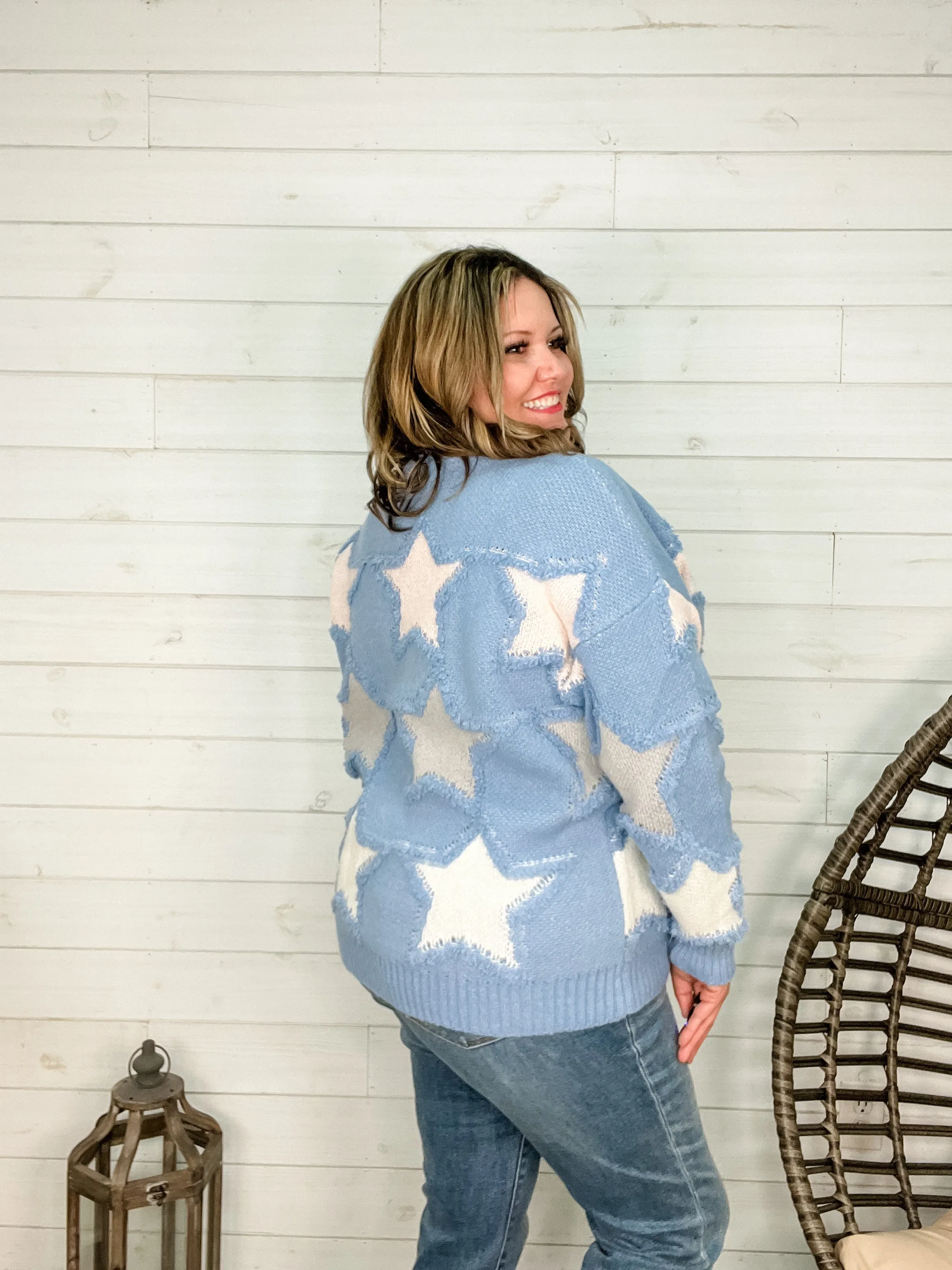 "Restless" Long Sleeve Star Sweater