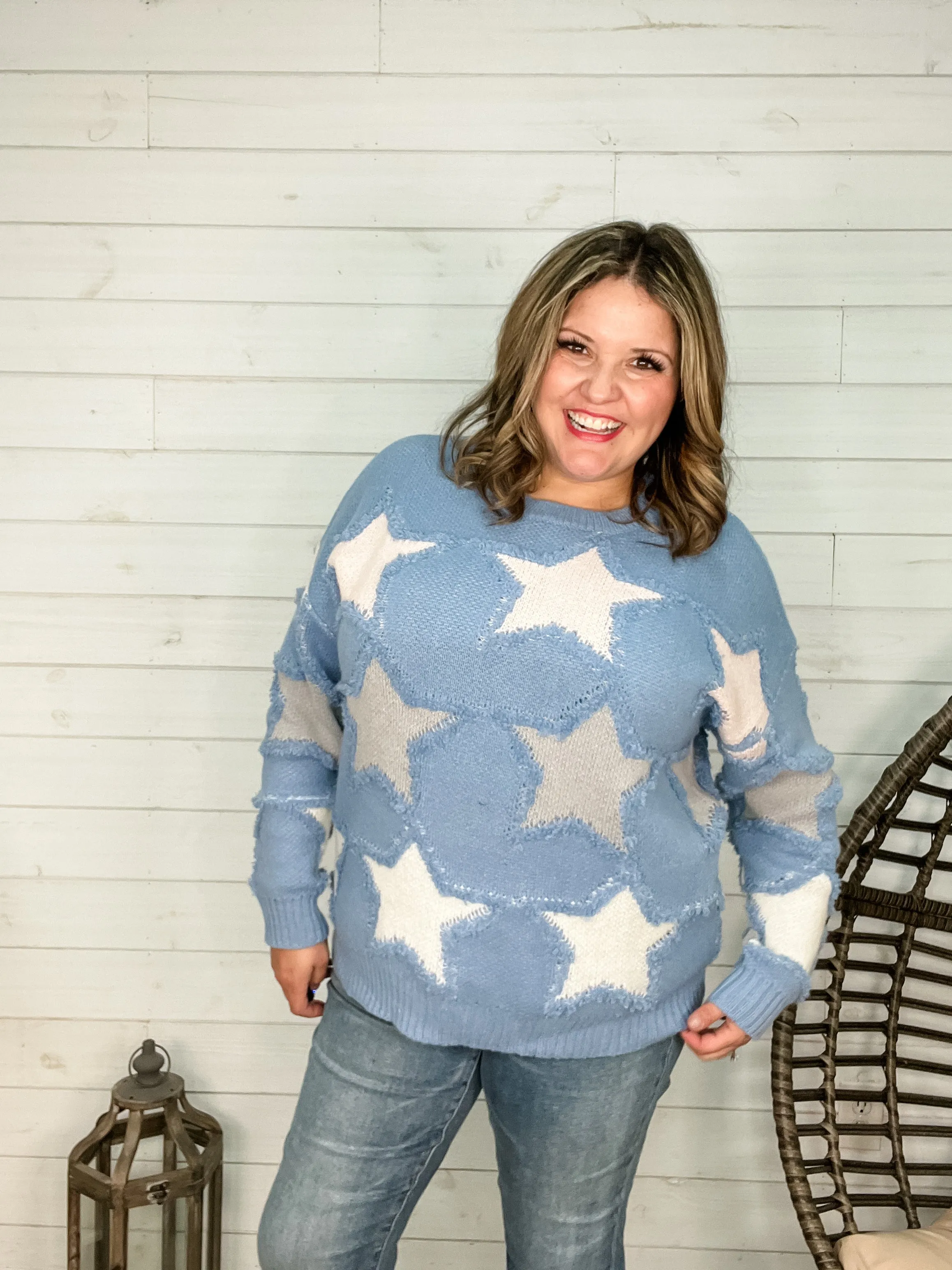 "Restless" Long Sleeve Star Sweater