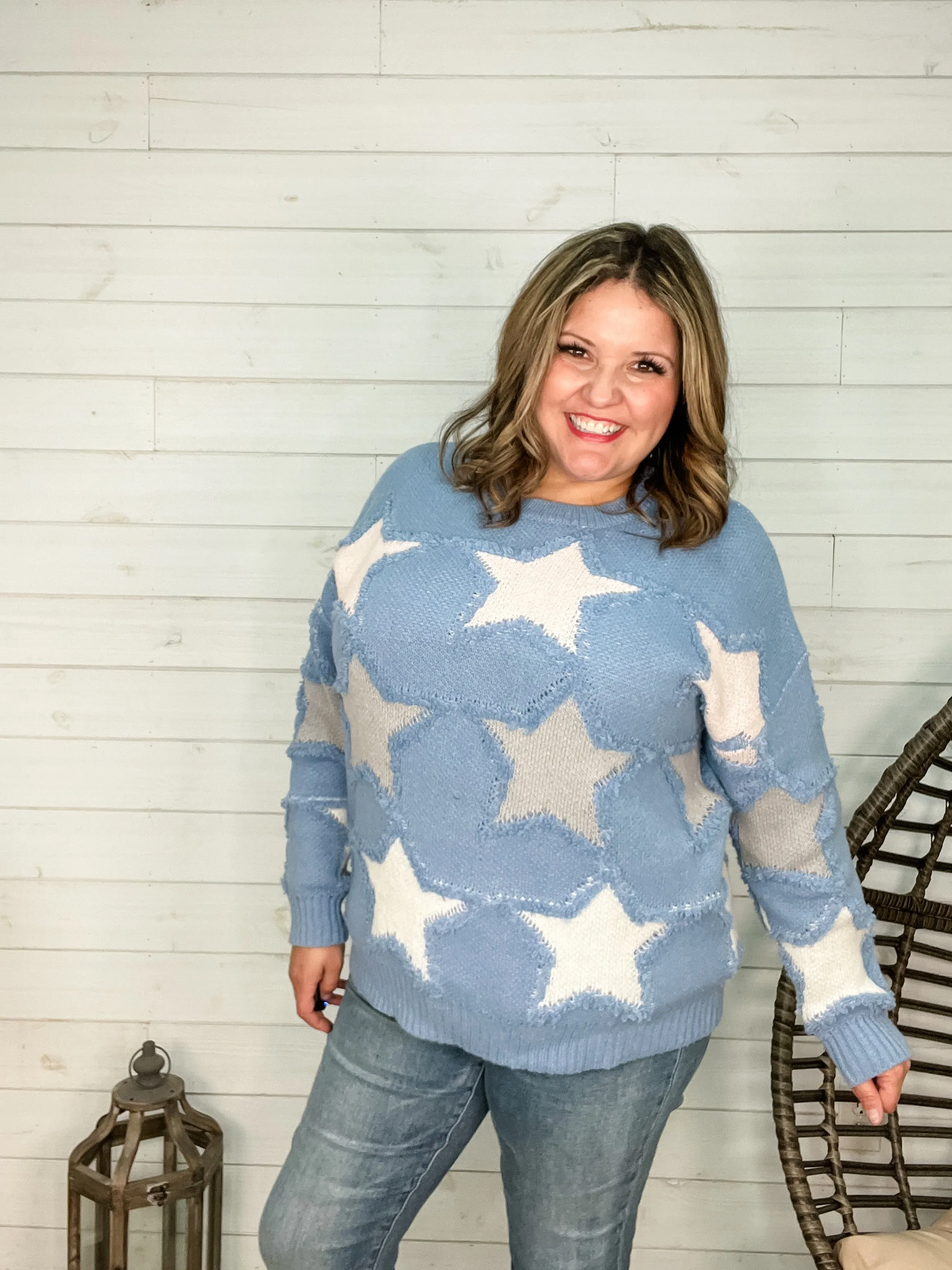 "Restless" Long Sleeve Star Sweater