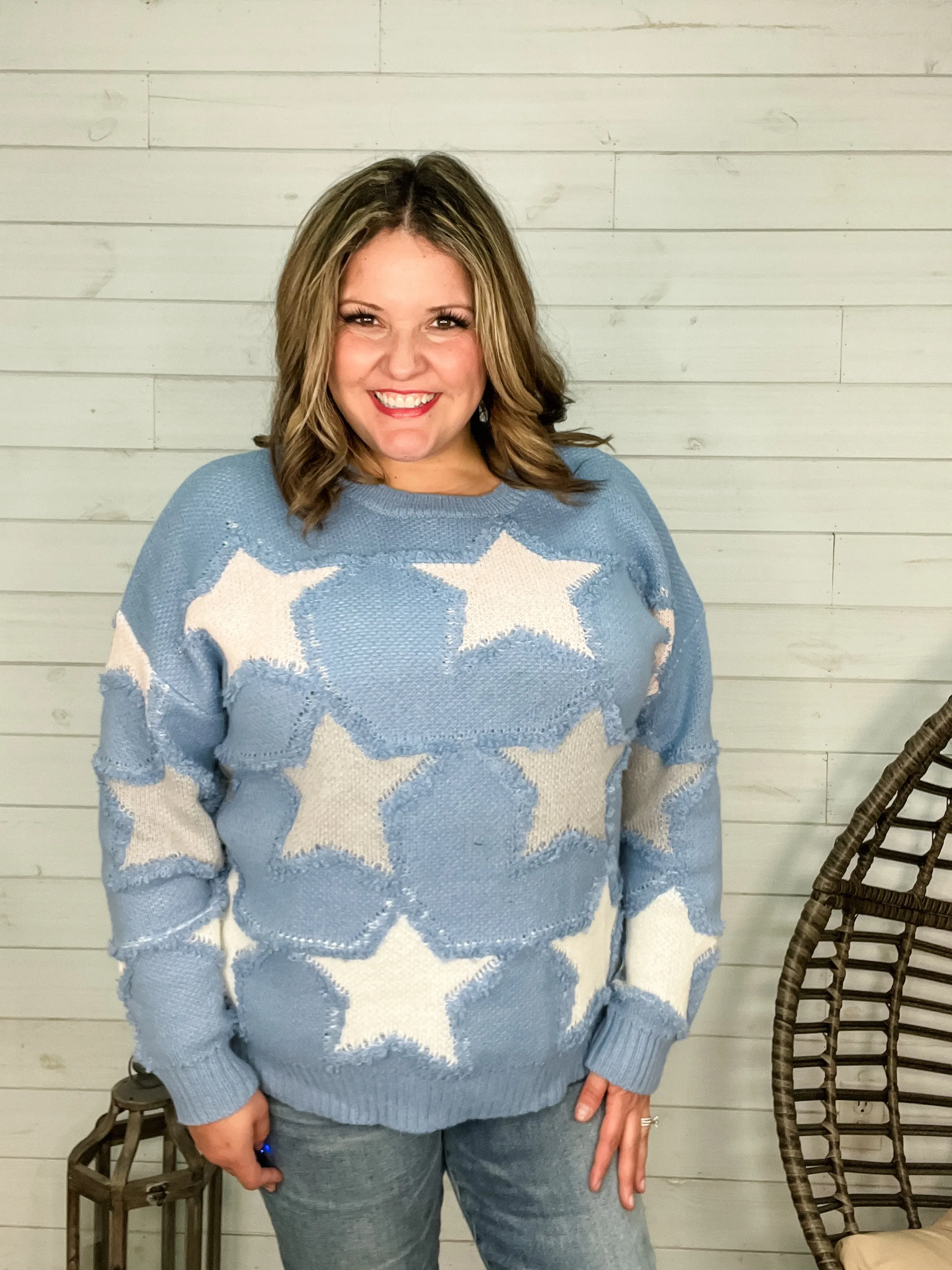 "Restless" Long Sleeve Star Sweater