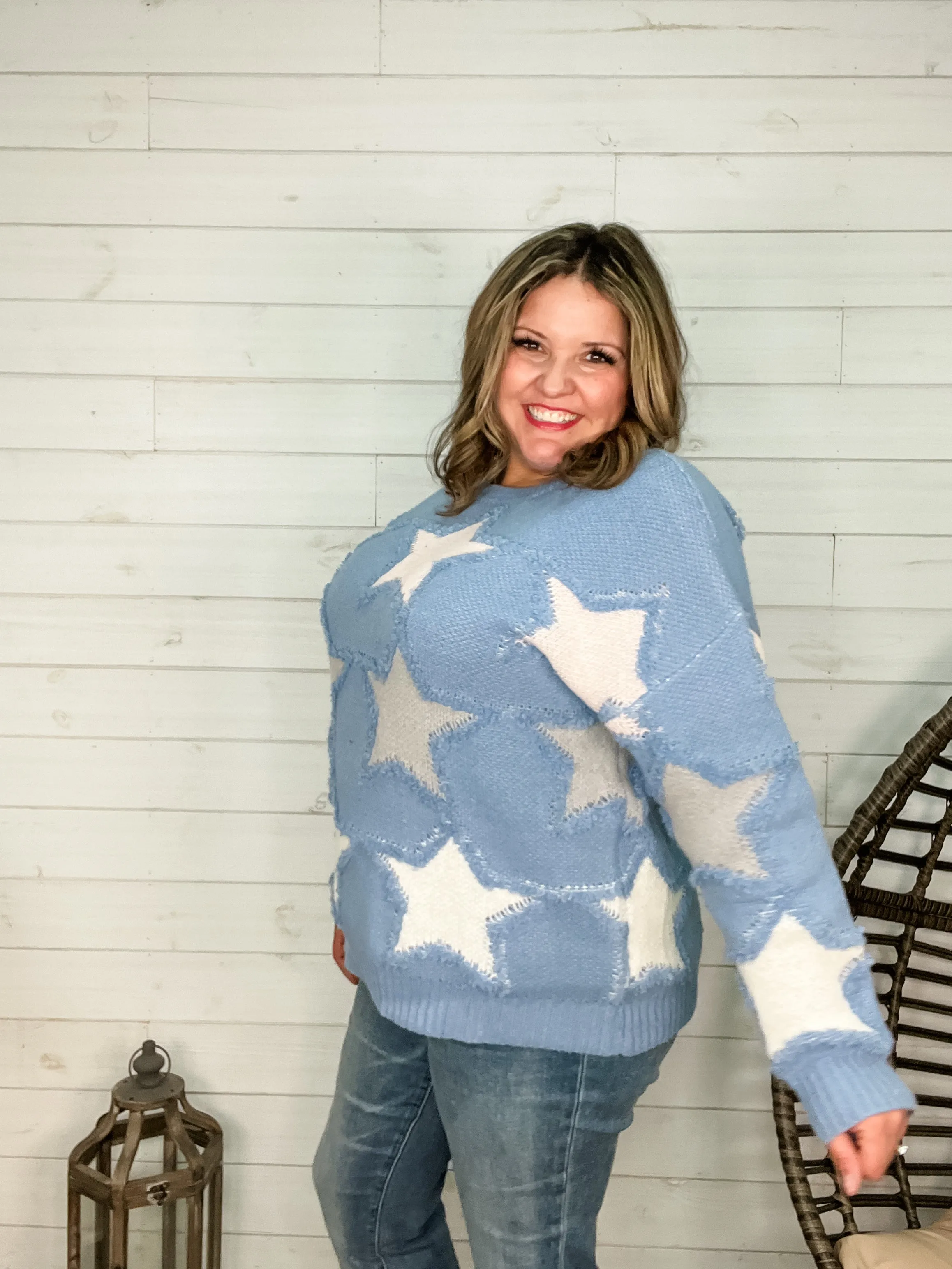 "Restless" Long Sleeve Star Sweater