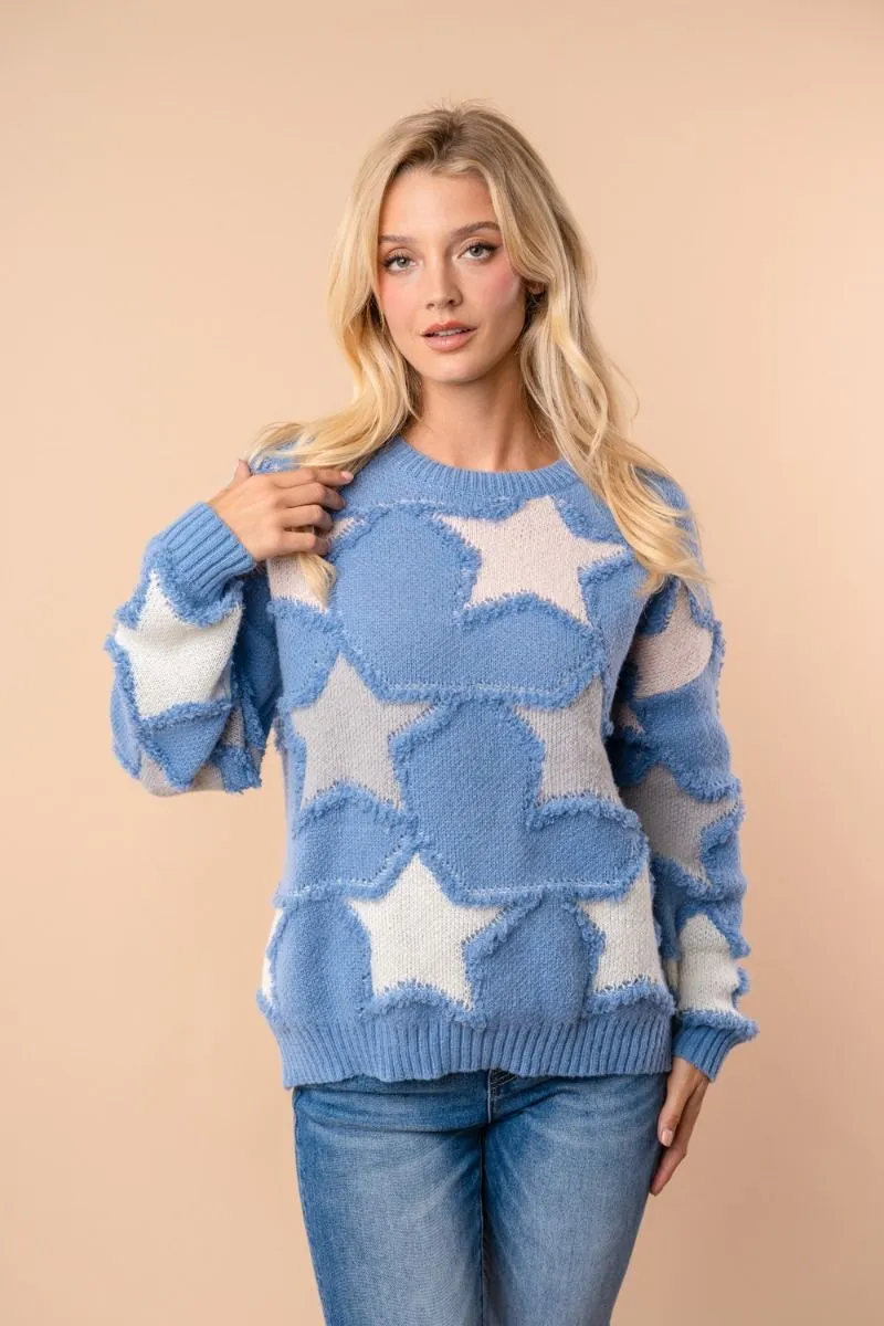 "Restless" Long Sleeve Star Sweater