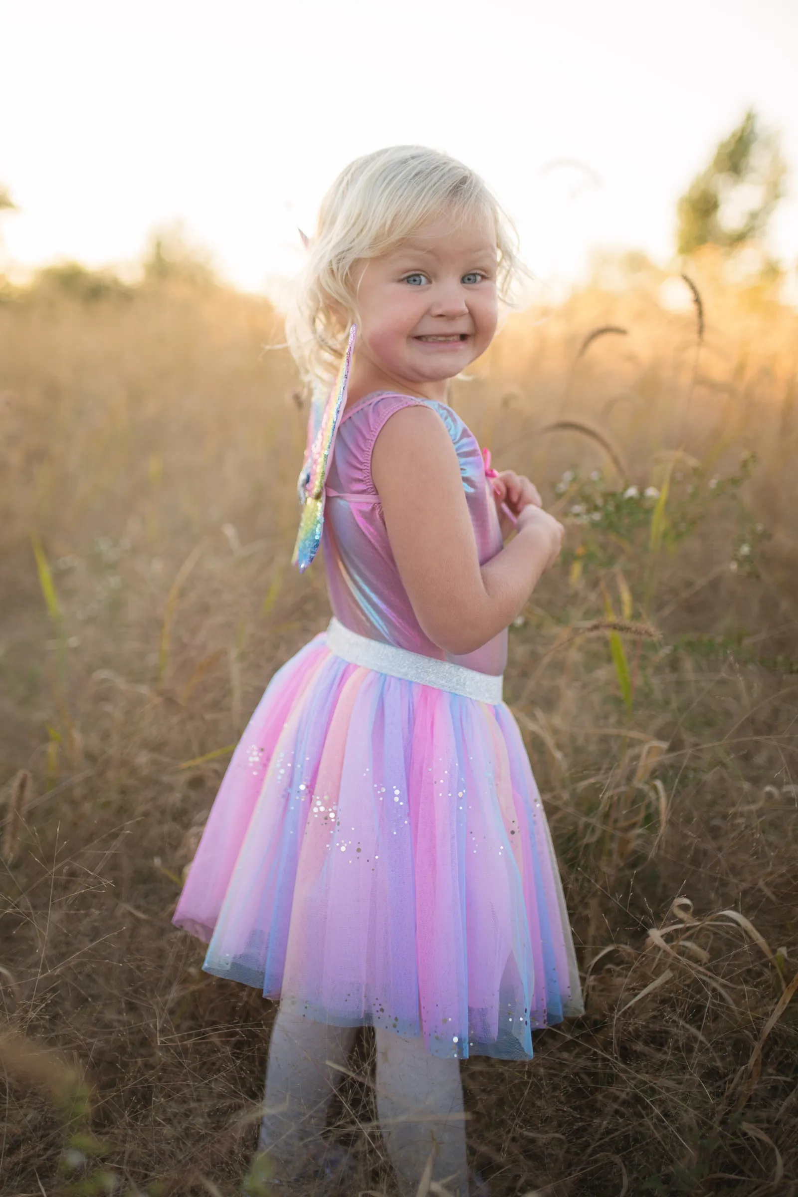 Rainbow Sequins Skirt, Wings & Wand